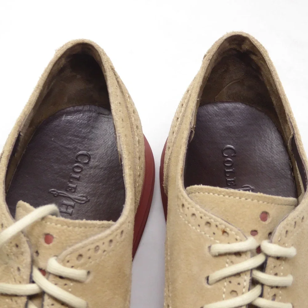Cole Haan Mens LunarGrand Wingtip Oxfords Dress Shoes Tan Suede C10228 11.5